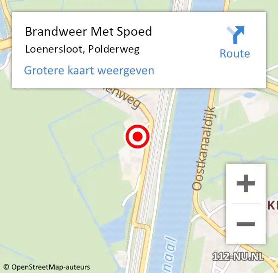 Locatie op kaart van de 112 melding: Brandweer Met Spoed Naar Loenersloot, Polderweg op 20 augustus 2015 11:17