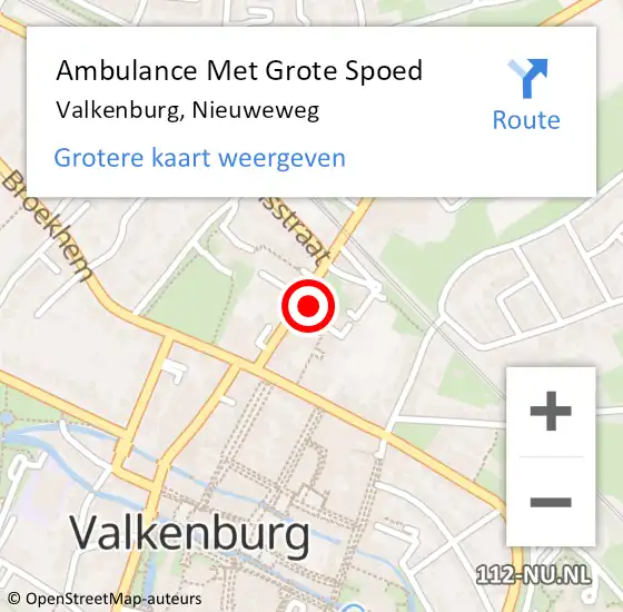 Locatie op kaart van de 112 melding: Ambulance Met Grote Spoed Naar Valkenburg, Nieuweweg op 20 augustus 2015 11:18