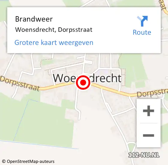 Locatie op kaart van de 112 melding: Brandweer Woensdrecht, Dorpsstraat op 20 augustus 2015 11:33