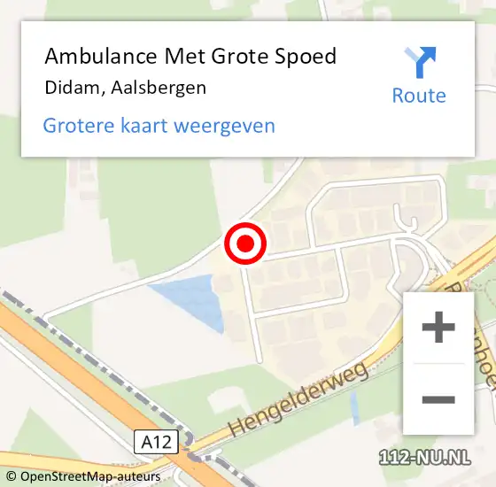 Locatie op kaart van de 112 melding: Ambulance Met Grote Spoed Naar Didam, Aalsbergen op 20 augustus 2015 12:22