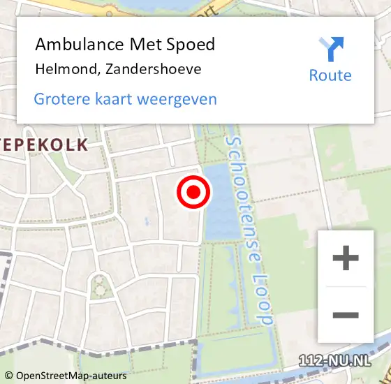 Locatie op kaart van de 112 melding: Ambulance Met Spoed Naar Helmond, Zandershoeve op 20 augustus 2015 12:36