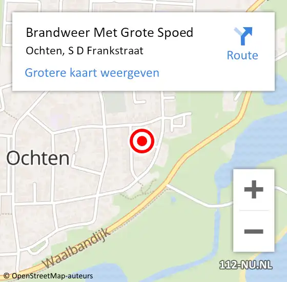 Locatie op kaart van de 112 melding: Brandweer Met Grote Spoed Naar Ochten, S D Frankstraat op 20 augustus 2015 12:49