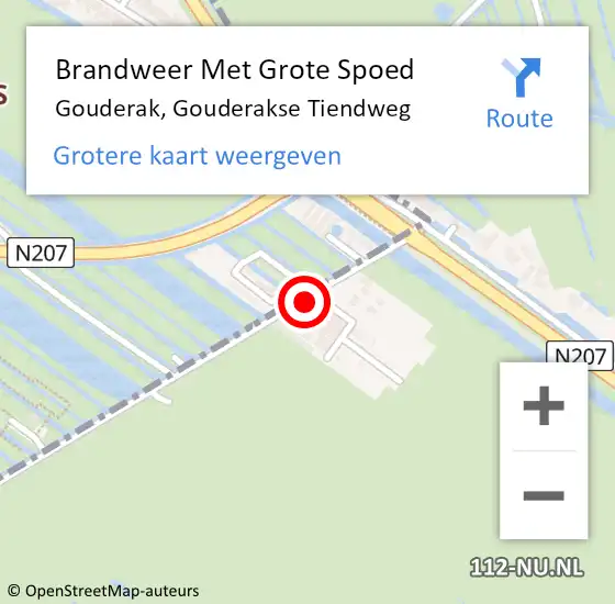 Locatie op kaart van de 112 melding: Brandweer Met Grote Spoed Naar Gouderak, Gouderakse Tiendweg op 20 augustus 2015 13:22