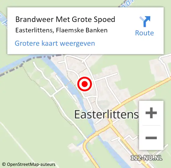 Locatie op kaart van de 112 melding: Brandweer Met Grote Spoed Naar Easterlittens, Flaemske Banken op 20 augustus 2015 13:31