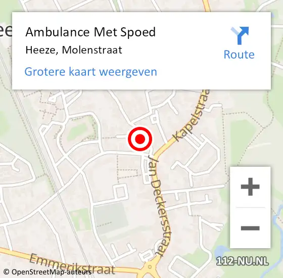 Locatie op kaart van de 112 melding: Ambulance Met Spoed Naar Heeze, Molenstraat op 20 augustus 2015 13:31