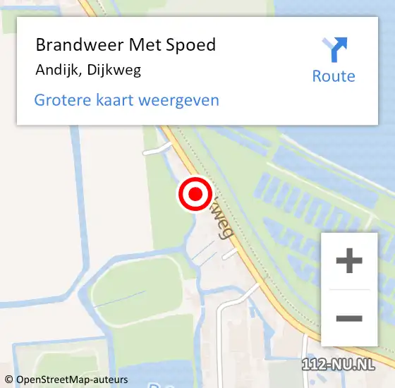 Locatie op kaart van de 112 melding: Brandweer Met Spoed Naar Andijk, Dijkweg op 20 augustus 2015 13:32