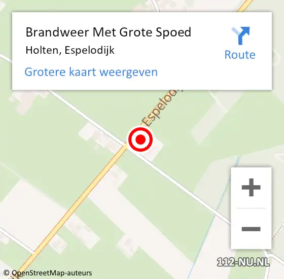 Locatie op kaart van de 112 melding: Brandweer Met Grote Spoed Naar Holten, Espelodijk op 20 augustus 2015 13:56