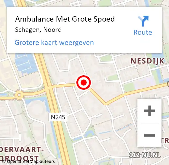 Locatie op kaart van de 112 melding: Ambulance Met Grote Spoed Naar Schagen, Noord op 20 augustus 2015 14:18