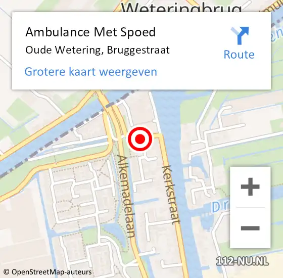 Locatie op kaart van de 112 melding: Ambulance Met Spoed Naar Oude Wetering, Bruggestraat op 20 augustus 2015 14:22