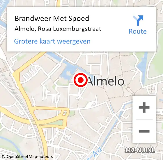 Locatie op kaart van de 112 melding: Brandweer Met Spoed Naar Almelo, Rosa Luxemburgstraat op 20 augustus 2015 14:36