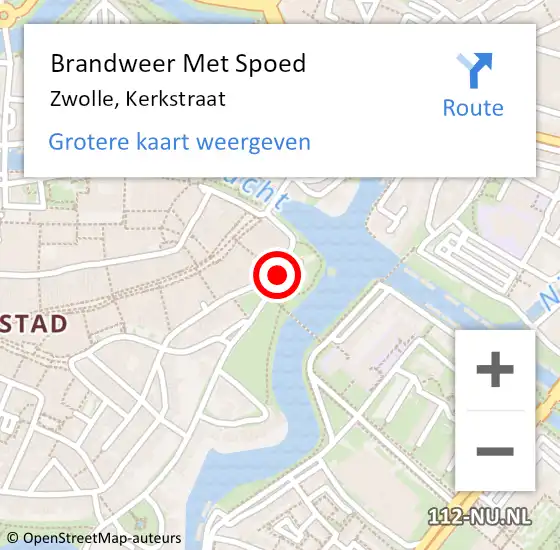 Locatie op kaart van de 112 melding: Brandweer Met Spoed Naar Zwolle, Kerkstraat op 20 augustus 2015 14:43