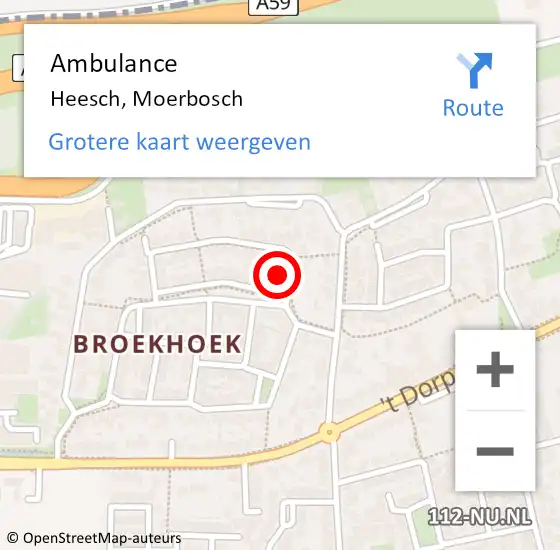 Locatie op kaart van de 112 melding: Ambulance Heesch, Moerbosch op 20 augustus 2015 14:56