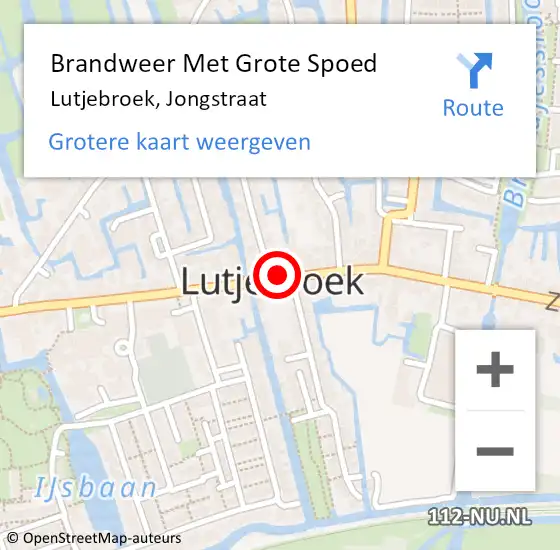 Locatie op kaart van de 112 melding: Brandweer Met Grote Spoed Naar Lutjebroek, Jongstraat op 20 augustus 2015 15:24