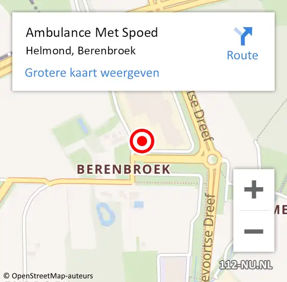 Locatie op kaart van de 112 melding: Ambulance Met Spoed Naar Helmond, Berenbroek op 20 augustus 2015 16:05