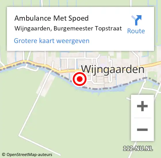 Locatie op kaart van de 112 melding: Ambulance Met Spoed Naar Wijngaarden, Burgemeester Topstraat op 20 augustus 2015 16:32