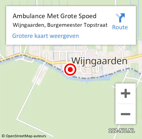 Locatie op kaart van de 112 melding: Ambulance Met Grote Spoed Naar Wijngaarden, Burgemeester Topstraat op 20 augustus 2015 16:34