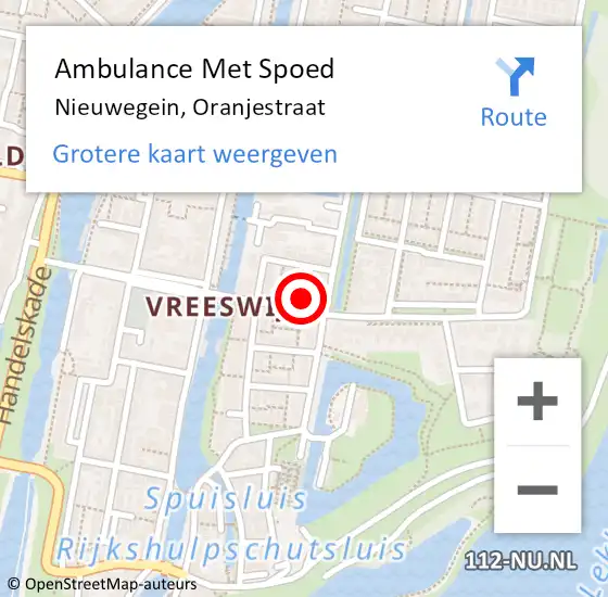 Locatie op kaart van de 112 melding: Ambulance Met Spoed Naar Nieuwegein, Oranjestraat op 20 augustus 2015 16:56