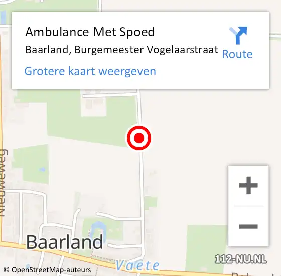 Locatie op kaart van de 112 melding: Ambulance Met Spoed Naar Baarland, Burgemeester Vogelaarstraat op 20 augustus 2015 17:01
