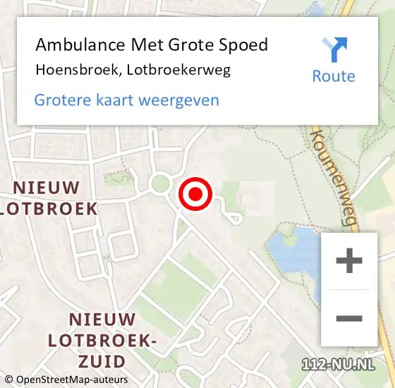 Locatie op kaart van de 112 melding: Ambulance Met Grote Spoed Naar Hoensbroek, Lotbroekerweg op 13 september 2013 08:36