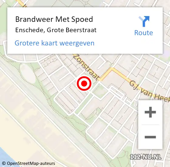 Locatie op kaart van de 112 melding: Brandweer Met Spoed Naar Enschede, Grote Beerstraat op 20 augustus 2015 17:39