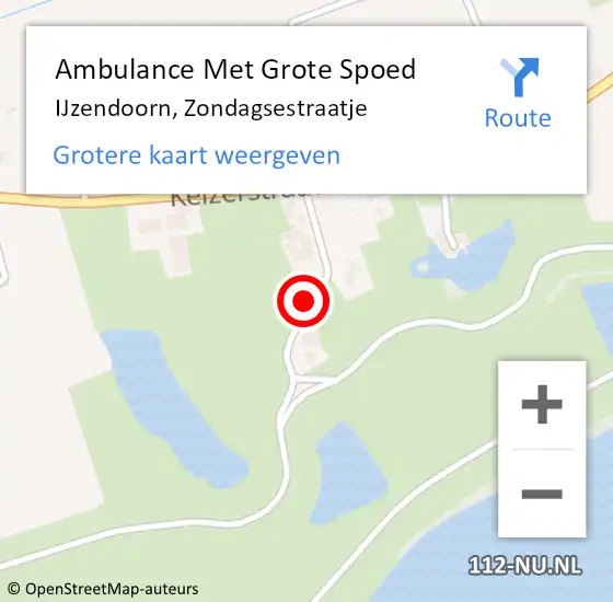 Locatie op kaart van de 112 melding: Ambulance Met Grote Spoed Naar IJzendoorn, Zondagsestraatje op 20 augustus 2015 17:41