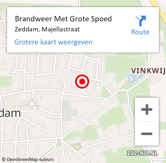 Locatie op kaart van de 112 melding: Brandweer Met Grote Spoed Naar Zeddam, Majellastraat op 20 augustus 2015 17:43