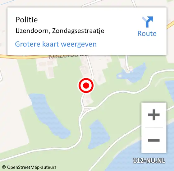 Locatie op kaart van de 112 melding: Politie IJzendoorn, Zondagsestraatje op 20 augustus 2015 17:48