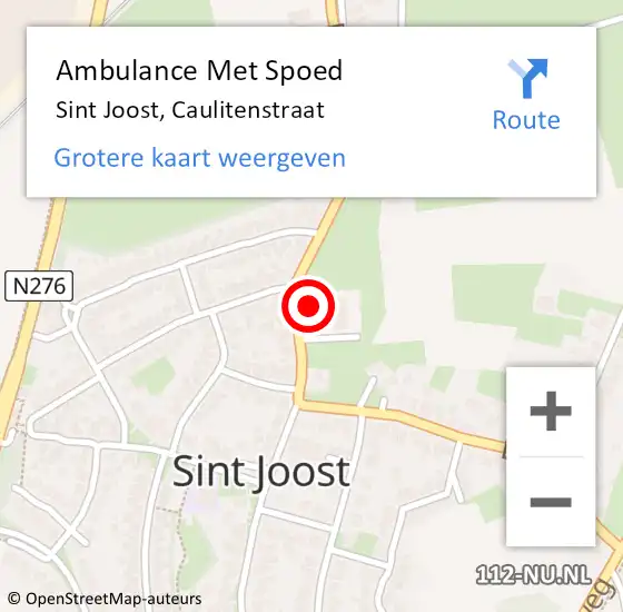 Locatie op kaart van de 112 melding: Ambulance Met Spoed Naar Sint Joost, Caulitenstraat op 20 augustus 2015 18:43