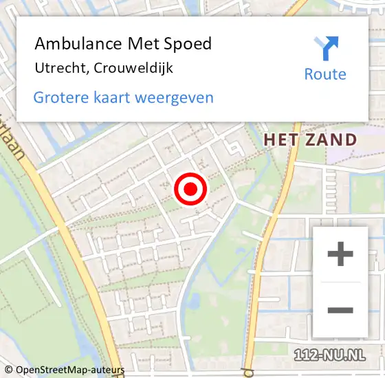 Locatie op kaart van de 112 melding: Ambulance Met Spoed Naar Utrecht, Crouweldijk op 20 augustus 2015 18:50