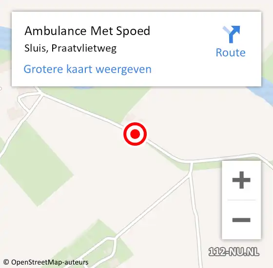 Locatie op kaart van de 112 melding: Ambulance Met Spoed Naar Sluis, Praatvlietweg op 20 augustus 2015 19:08