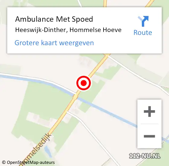 Locatie op kaart van de 112 melding: Ambulance Met Spoed Naar Heeswijk-Dinther, Hommelse Hoeve op 20 augustus 2015 19:30