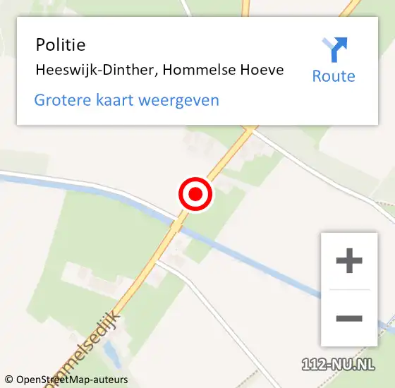 Locatie op kaart van de 112 melding: Politie Heeswijk-Dinther, Hommelse Hoeve op 20 augustus 2015 19:33