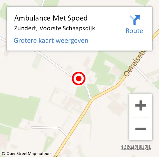 Locatie op kaart van de 112 melding: Ambulance Met Spoed Naar Zundert, Voorste Schaapsdijk op 20 augustus 2015 19:47