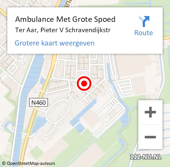 Locatie op kaart van de 112 melding: Ambulance Met Grote Spoed Naar Ter Aar, Pieter V Schravendijkstr op 21 augustus 2015 00:27