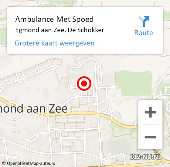 Locatie op kaart van de 112 melding: Ambulance Met Spoed Naar Egmond aan Zee, De Schokker op 21 augustus 2015 01:54