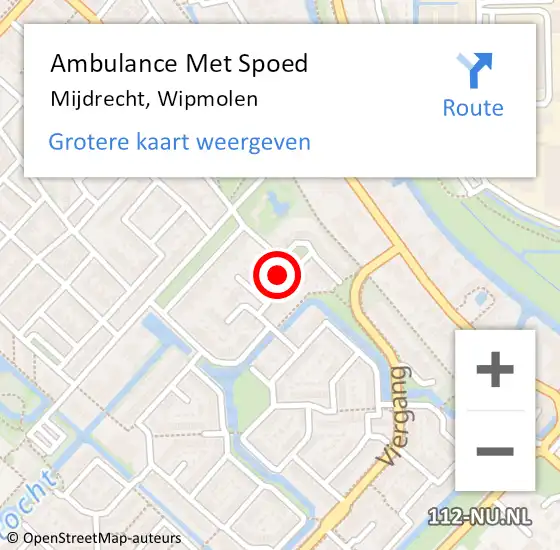 Locatie op kaart van de 112 melding: Ambulance Met Spoed Naar Mijdrecht, Wipmolen op 21 augustus 2015 03:28