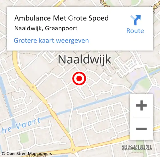 Locatie op kaart van de 112 melding: Ambulance Met Grote Spoed Naar Naaldwijk, Graanpoort op 21 augustus 2015 03:34