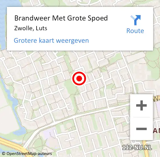 Locatie op kaart van de 112 melding: Brandweer Met Grote Spoed Naar Zwolle, Luts op 21 augustus 2015 03:55