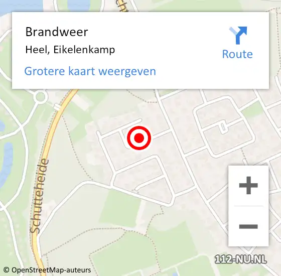 Locatie op kaart van de 112 melding: Brandweer Heel, Eikelenkamp op 21 augustus 2015 06:57