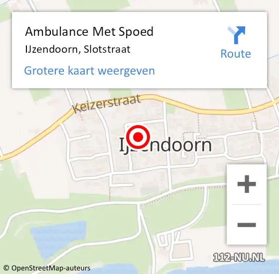 Locatie op kaart van de 112 melding: Ambulance Met Spoed Naar IJzendoorn, Slotstraat op 21 augustus 2015 07:59