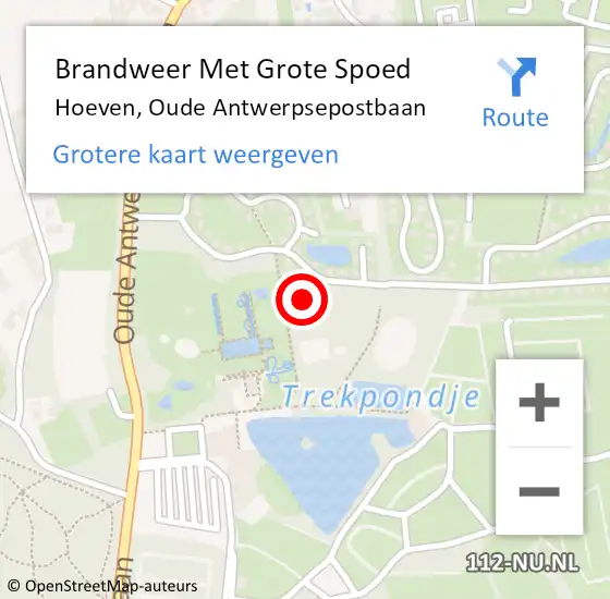 Locatie op kaart van de 112 melding: Brandweer Met Grote Spoed Naar Hoeven, Oude Antwerpsepostbaan op 21 augustus 2015 08:21