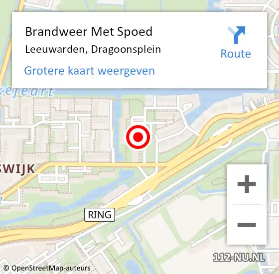 Locatie op kaart van de 112 melding: Brandweer Met Spoed Naar Leeuwarden, Dragoonsplein op 21 augustus 2015 09:36