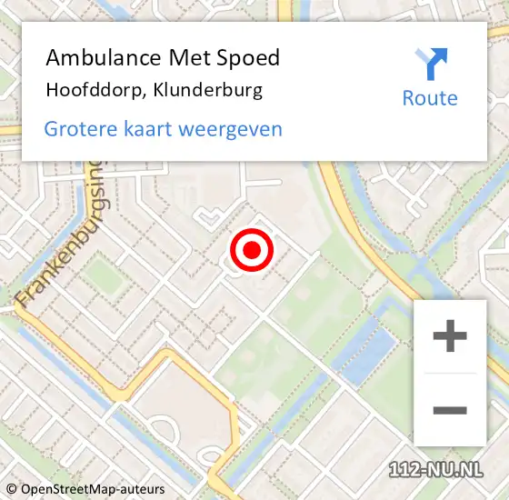 Locatie op kaart van de 112 melding: Ambulance Met Spoed Naar Hoofddorp, Klunderburg op 21 augustus 2015 10:37