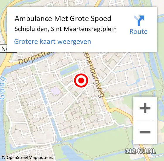 Locatie op kaart van de 112 melding: Ambulance Met Grote Spoed Naar Schipluiden, Sint Maartensregtplein op 21 augustus 2015 10:51