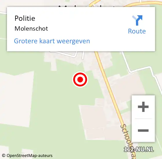 Locatie op kaart van de 112 melding: Politie Molenschot op 21 augustus 2015 11:13