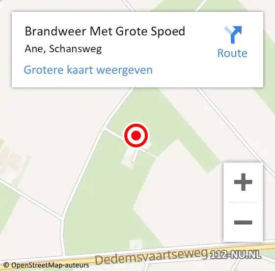 Locatie op kaart van de 112 melding: Brandweer Met Grote Spoed Naar Ane, Schansweg op 21 augustus 2015 11:24