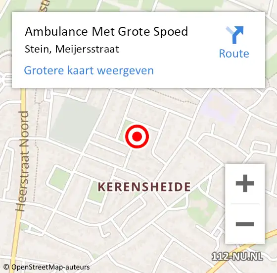 Locatie op kaart van de 112 melding: Ambulance Met Grote Spoed Naar Stein, Meijersstraat op 21 augustus 2015 11:32