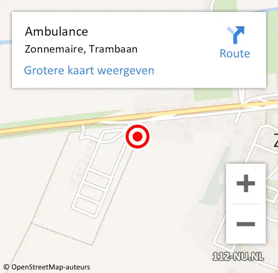 Locatie op kaart van de 112 melding: Ambulance Zonnemaire, Trambaan op 21 augustus 2015 11:38