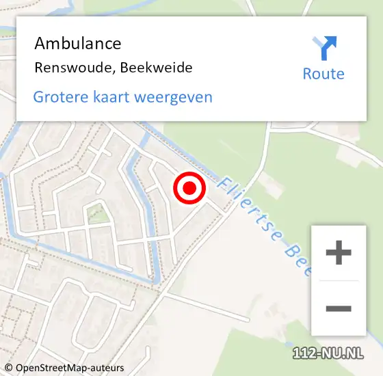 Locatie op kaart van de 112 melding: Ambulance Renswoude, Beekweide op 21 augustus 2015 12:20