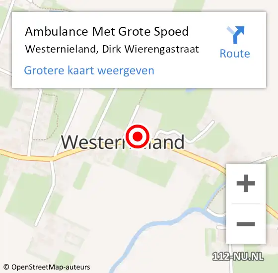 Locatie op kaart van de 112 melding: Ambulance Met Grote Spoed Naar Westernieland, Dirk Wierengastraat op 21 augustus 2015 12:44